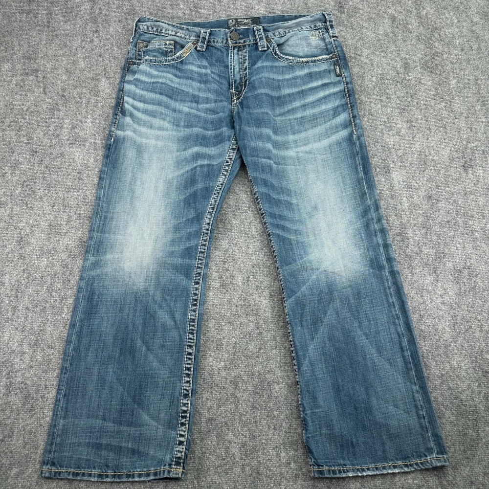 Silver Jeans‎ Mens 36x30 (Fits 37x29) Blue Zac Relaxed Straight Leg Medium Wash